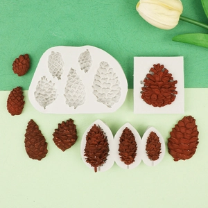 Detailed pine cone silicone molds set for fondant cake decorating and DIY crafts