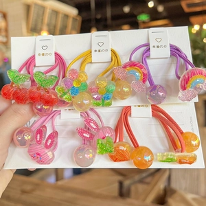 Set di elastici per capelli colorati con motivi di frutta e animali per bambine
