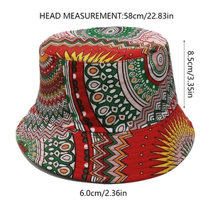 Detail showing head measurement and brim size of the vintage geometric bucket hat