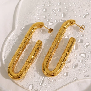 Vintage 18K Vergoldete Edelstahl U-Form Reifen Ohrringe Für Damen Übertrieben Geometrisch Minimalistisch High-End Schmuck