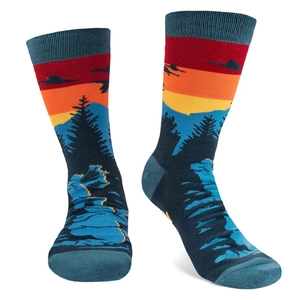 Ins style crew socks featuring a mountain sunset landscape design for couples
