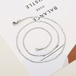 Snake Chain Necklace Stainless Steel Flat Twisted Engraved Pattern Minimalist Fashion Jewelry For Women And Men