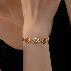 Elegant Spiral Geometric Link Bracelet Zinc Alloy Metal Fashion Jewelry For Women Adjustable Extender Chain