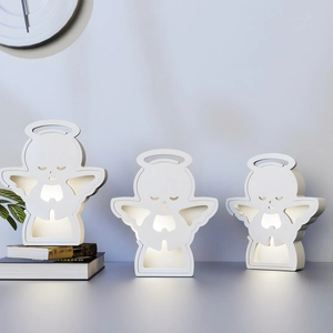 Three sizes of LED praying angel figurines with warm light for home Christmas decoration