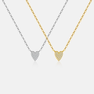 925 Sterling Silver Heart Pendant Necklace Pave Zircon Dainty Jewelry For Women Minimalist Elegant Fashion