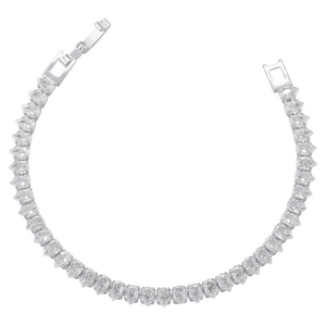Detailed close-up of a silver bracelet featuring pear-cut cubic zirconia and a secure clasp