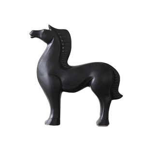 Modern Nordic abstract black horse statue for minimalist home and living room decor