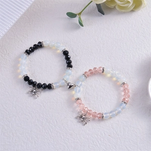 Set de bracelets araignée Halloween avec perles de cristal 8mm et fermoir magnétique cœur