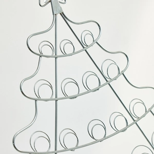Modern 50cm silver metal wire Christmas tree display stand with layered round hanging rings
