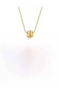 Macro detail of a 18k gold-plated S925 silver bead pendant showing matte texture