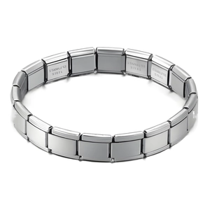 Bracelet modulaire italien en acier inoxydable avec maillons extensibles argentés pour homme et femme