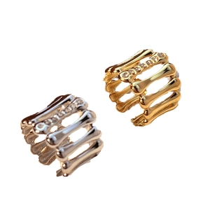 Anelli aperti minimalisti in oro 18K e argento con strass per donne
