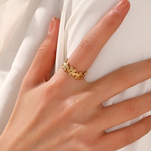 Elegant gold floral open ring for women with adjustable minimalist flower design
