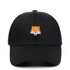 Fox Embroidery Baseball Cap Cotton Adjustable Sun Protection Outdoor Casual Curved Brim Hat For Men Women