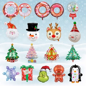 Festive Christmas foil balloon set featuring Santa, snowman, reindeer and holiday motifs
