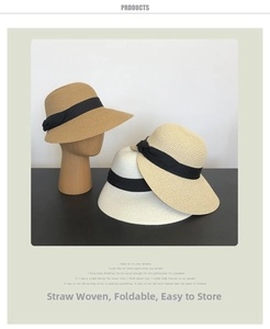 Foldable paper straw sun hat detail showing breathable weave and easy storage feature