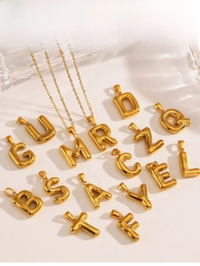 Detailed view of 18K gold plated puffy balloon 26 letters DIY jewelry pendants