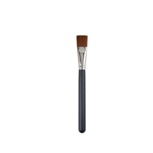 Flat concealer brush with soft brown bristles and a sleek silver ferrule on a white background