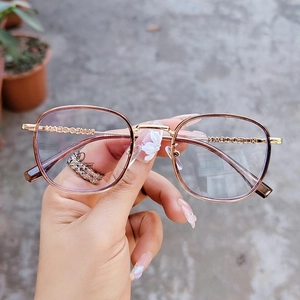 Occhiali tondi rétro in TR90 oro rosa con lenti anti-luce blu e protezione solare UV400