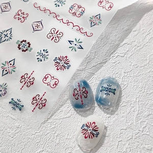 5D embossed nail art stickers with pro matte texture and Persian ethnic totem patterns
