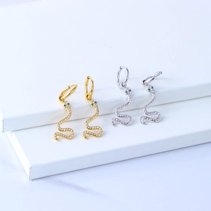 18K Gold Plated Stainless Steel Snake Hoop Earrings For Women Pave Rhinestone Fashion Personalized Animal Jewelry Ear Studs