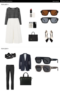 Flat lay of retro square polarized sunglasses styled with fashion apparel and accessories