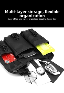 Detailed macro view of the tactical vest bag featuring durable nylon and multi-buckle pockets