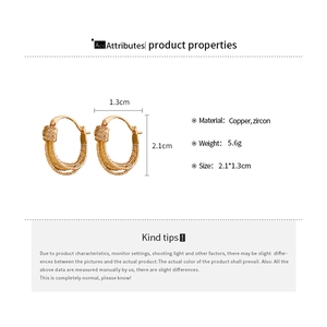 Detail of vintage gold-plated braided zircon earrings with 2.1x1.3cm size dimensions