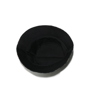 Detailed interior view of a black sun hat showing neat stitching and durable fabric