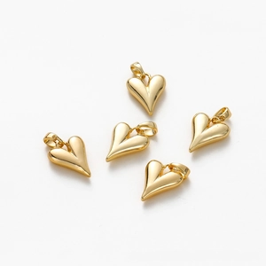 Polished 18K gold-plated heart charms set for DIY necklaces and bracelet making