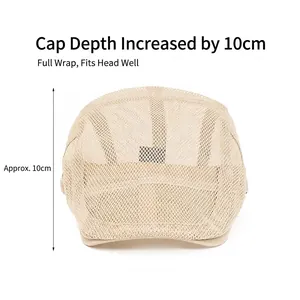 Beige Mesh-Baskenmütze für Damen und Herren mit 10 cm Tiefe atmungsaktives Outdoor-Design
