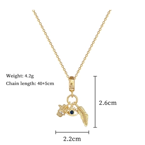 Detail view of evil eye necklace dimensions showing 4.2g weight and 40cm chain length