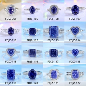 Collection of 925 sterling silver blue sapphire rings in various elegant gemstone cuts