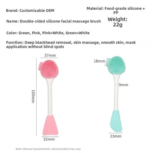 Dimensioni dettagliate e struttura della spazzola per massaggio facciale in silicone a due lati