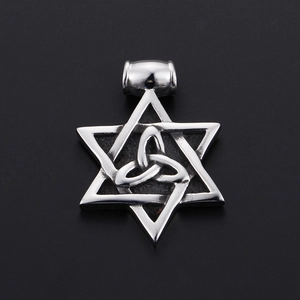 Hexagram Pendant Men 316L Stainless Steel Retro Punk Star Of David Triquetra Celtic Knot Vintage Gothic Jewelry Accessory