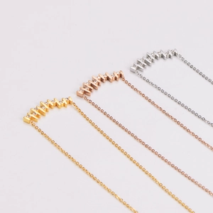 Irregular stainless steel necklaces with vertical rhinestone bars in gold silver rose gold
