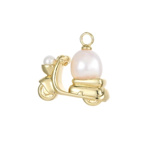 Elegant gold-plated scooter pendant featuring premium baroque pearls for DIY jewelry