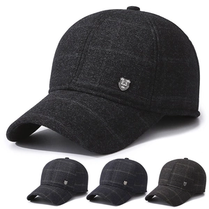 Casquette De Baseball En Laine Pour Hommes Avec Protège Oreilles Motif À Carreaux Chaud Coupe Vent Chapeau Décontracté Extérieur