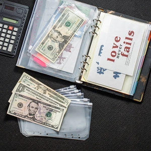 Clear PVC Binder Zipper Pockets Six Hole Loose Leaf Storage Bags Waterproof Notebook Refill For Budget Planner Cash Bill Organizer