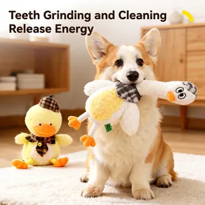 Squeaky Plush Dog Toy Bite Resistant Soft Duck Goose Stuffed Animal For Boredom Relief Interactive Puppy Play
