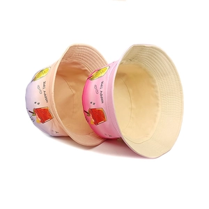 Kids gradient sun hat with happy time print and cartoon ice drink patterns
