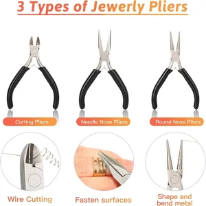 Professional 3-piece jewelry plier set with wire cutter and non-slip handles for DIY crafting