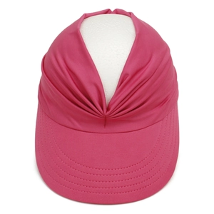 Rose red open top sun visor hat with pleated design for outdoor beach and sports