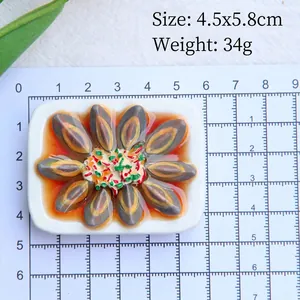 Detailed top view of a miniature preserved egg food magnet with size 4.5x5.8cm