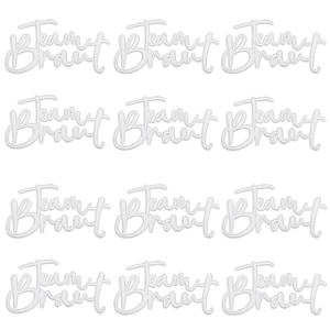 Set of 12 white Team Braut heart embroidery patches for bachelorette party DIY decor