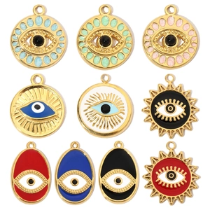 Titanium Steel Enamel Evil Eye Pendant DIY Jewelry Accessories Natural Stone Round Sun Shape Pendant For Women Necklace Making