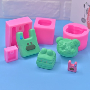 DIY silicone molds for bear and handbag shaped candles, soaps, and fondant crafts