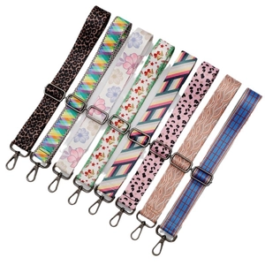 Adjustable crossbody wide shoulder straps with various patterns and metal hooks