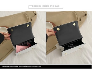 Detailed internal view showing storage capacity of bicolor chain crossbody bag