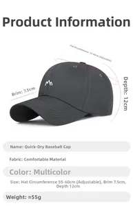 Detaillierte Größentabelle für schnelltrocknende Stickerei-Cap mit Maßangaben
